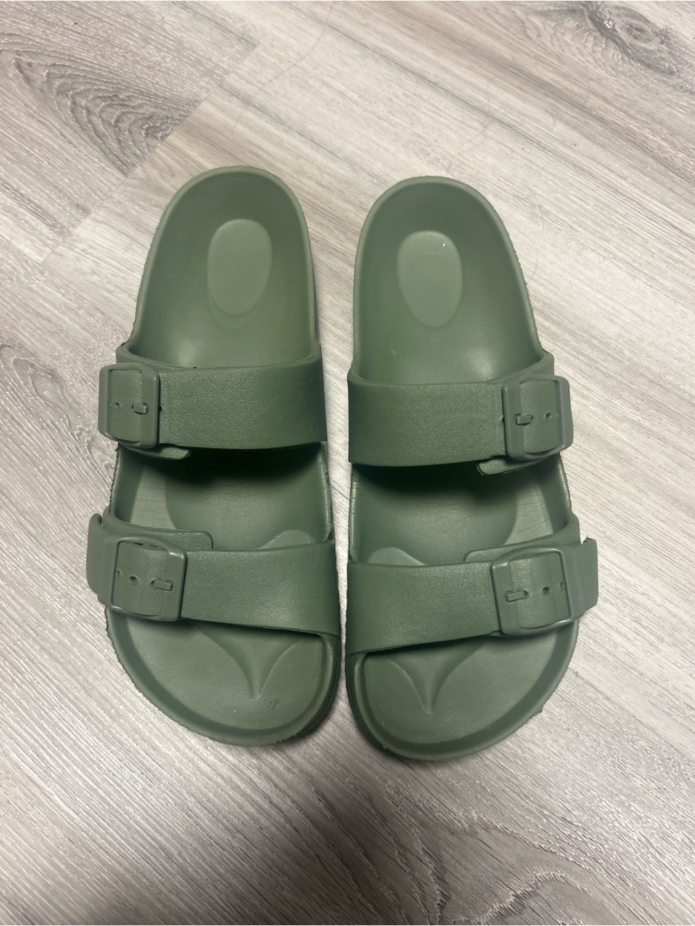 Birkenstock Green Double-Buckle Slide Sandals